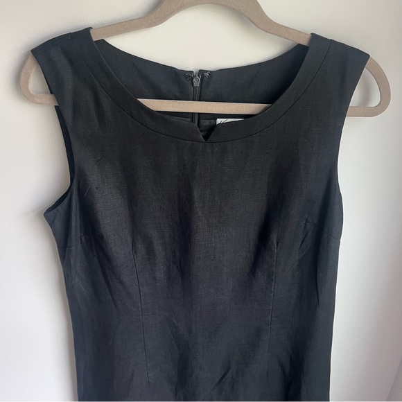 Kim Rogers Black Linen Ruffled Sheath Mini Dress - Size 8 - Picture 2 of 8